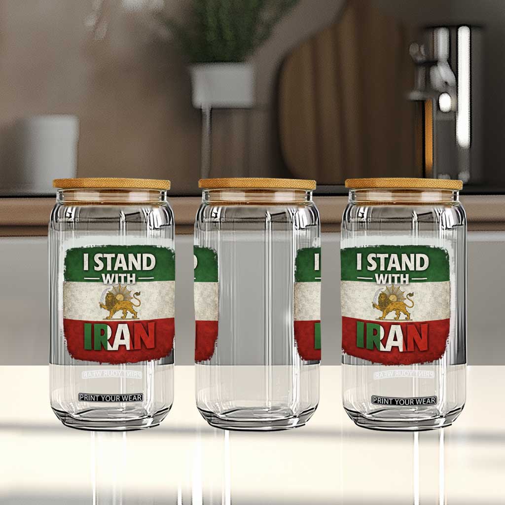 I Stand With Iran Glass Can Free Iran Support Persian Lion Flag TS11 Print Your Wear