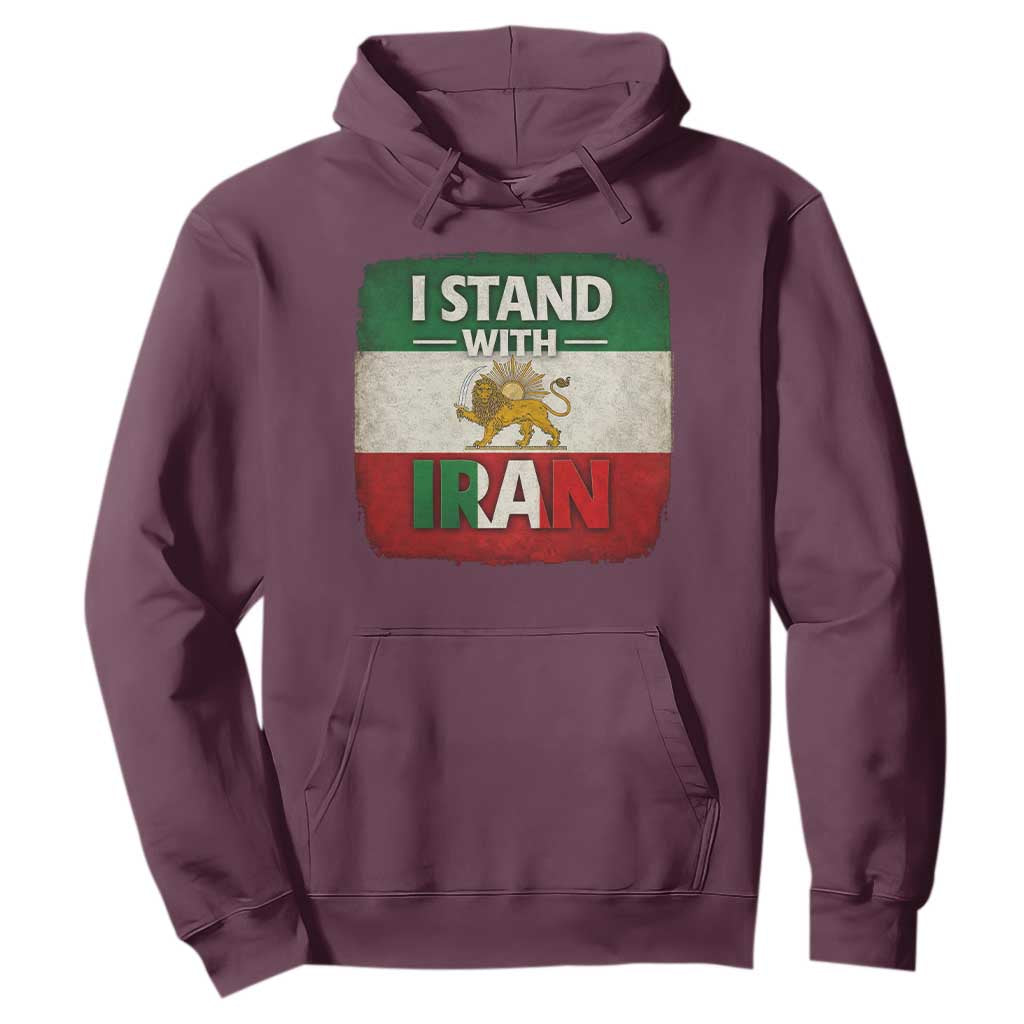 I Stand With Iran Hoodie Free Iran Support Persian Lion Flag TS11 Maroon Print Your Wear