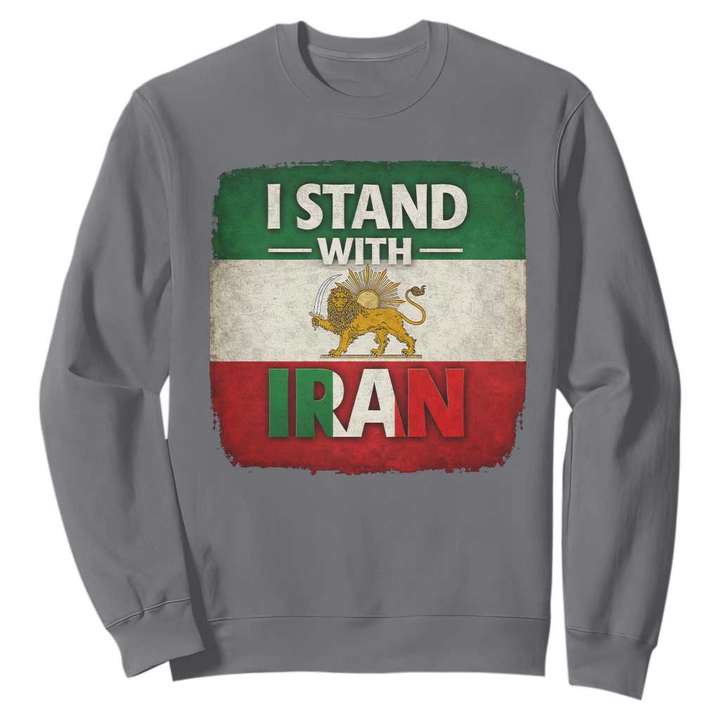 I Stand With Iran Sweatshirt Free Iran Support Persian Lion Flag TS11 Charcoal Print Your Wear