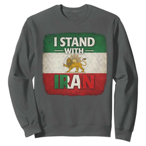 I Stand With Iran Sweatshirt Free Iran Support Persian Lion Flag TS11 Dark Heather Print Your Wear