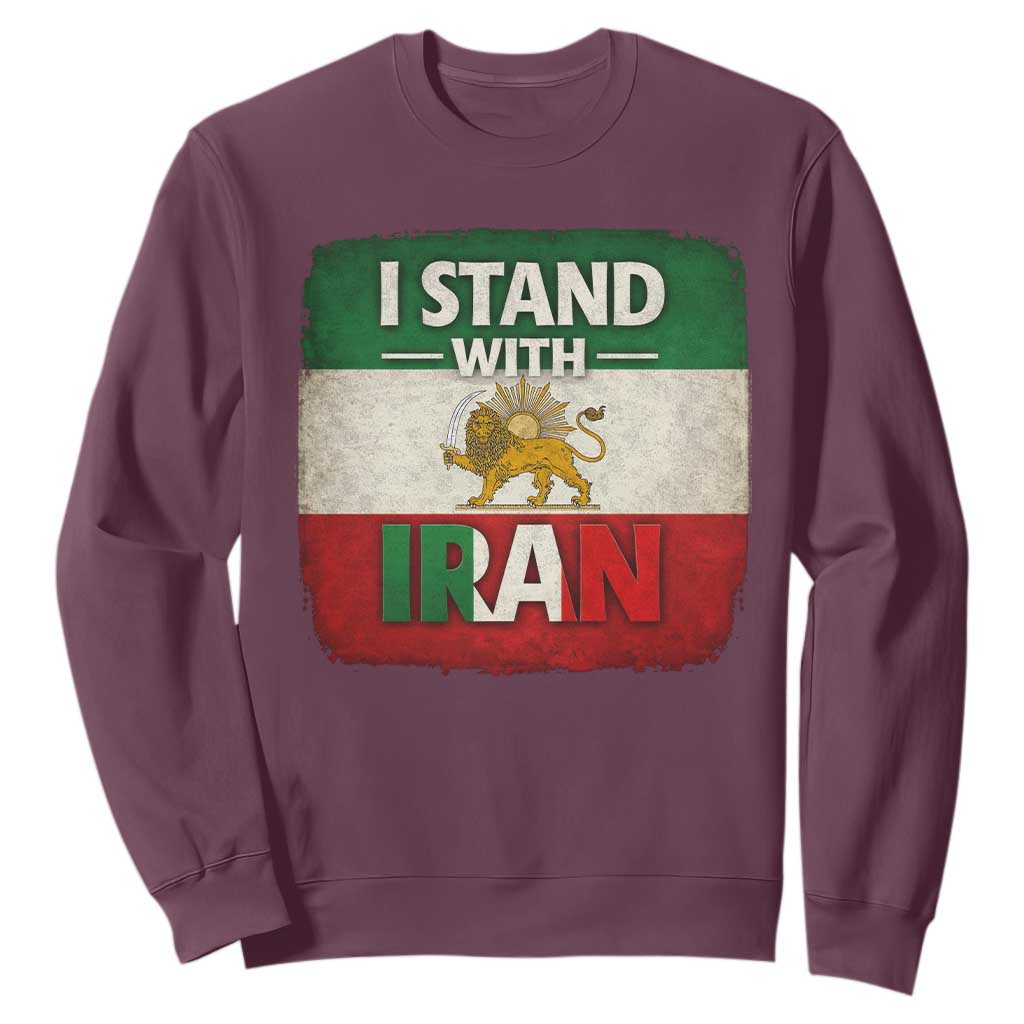 I Stand With Iran Sweatshirt Free Iran Support Persian Lion Flag TS11 Maroon Print Your Wear