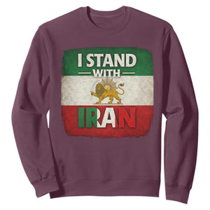 I Stand With Iran Sweatshirt Free Iran Support Persian Lion Flag TS11 Maroon Print Your Wear