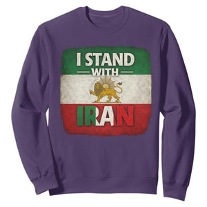 I Stand With Iran Sweatshirt Free Iran Support Persian Lion Flag TS11 Purple Print Your Wear