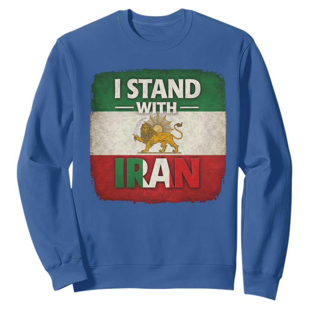 I Stand With Iran Sweatshirt Free Iran Support Persian Lion Flag TS11 Royal Blue Print Your Wear
