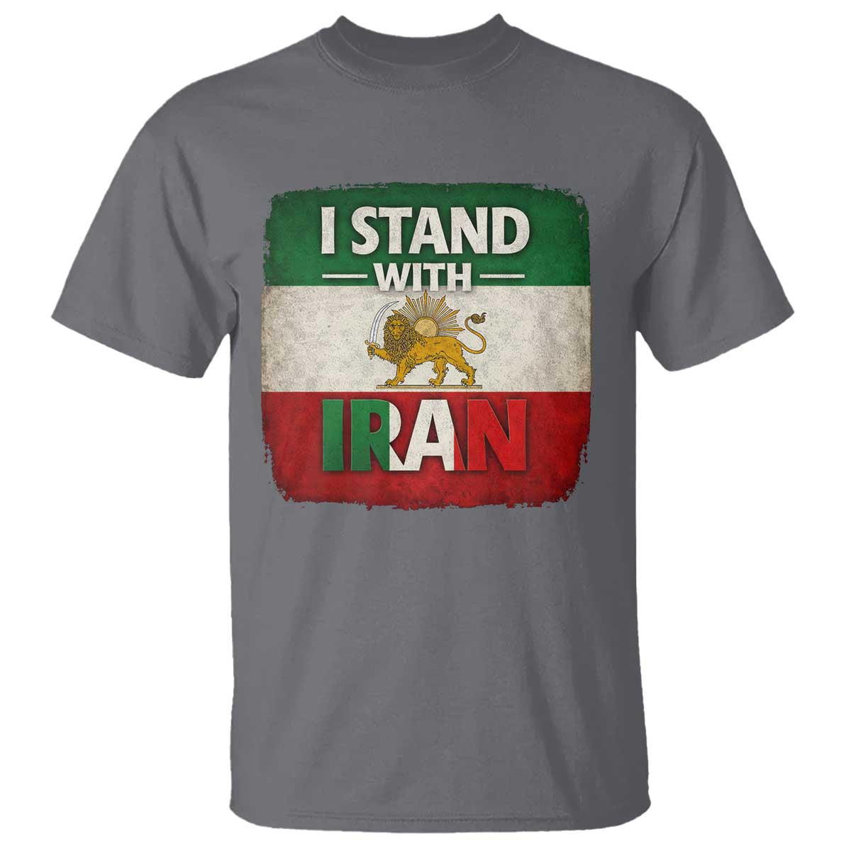 I Stand With Iran T Shirt Free Iran Support Persian Lion Flag TS11 Charcoal Print Your Wear