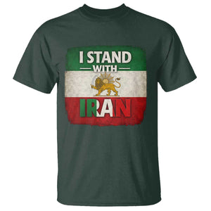 I Stand With Iran T Shirt Free Iran Support Persian Lion Flag TS11 Dark Forest Green Print Your Wear