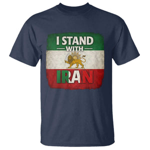 I Stand With Iran T Shirt Free Iran Support Persian Lion Flag TS11 Navy Print Your Wear