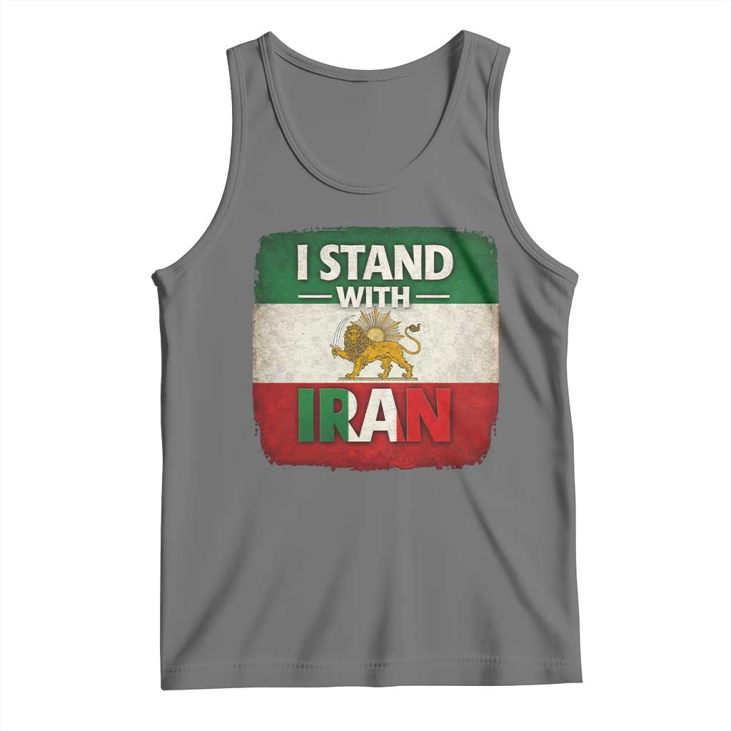 I Stand With Iran Tank Top Free Iran Support Persian Lion Flag TS11 Black Heather Print Your Wear