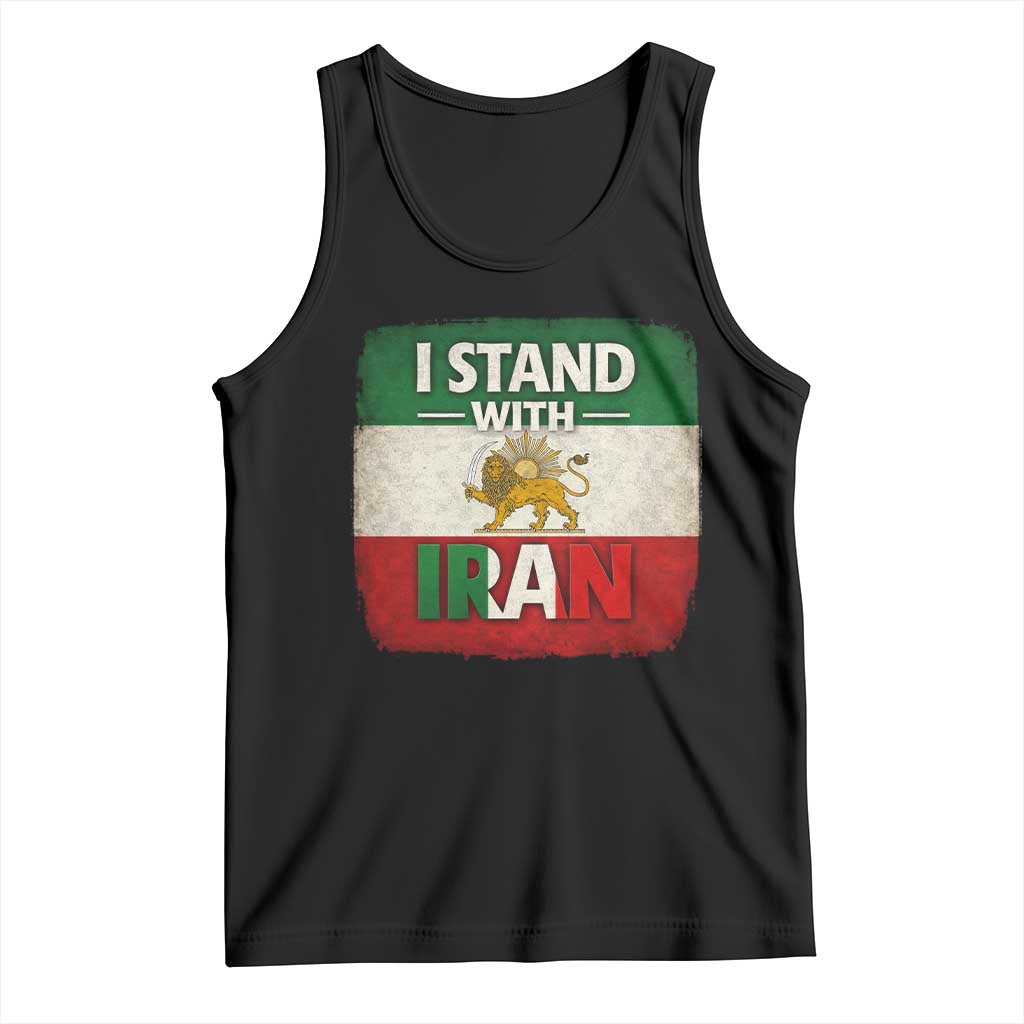 I Stand With Iran Tank Top Free Iran Support Persian Lion Flag TS11 Black Print Your Wear