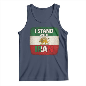 I Stand With Iran Tank Top Free Iran Support Persian Lion Flag TS11 Navy Print Your Wear