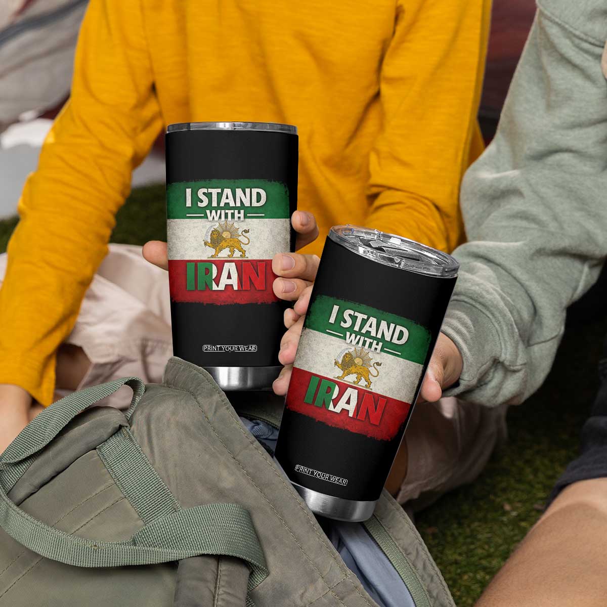 I Stand With Iran Tumbler Cup Free Iran Support Persian Lion Flag TS11 Print Your Wear