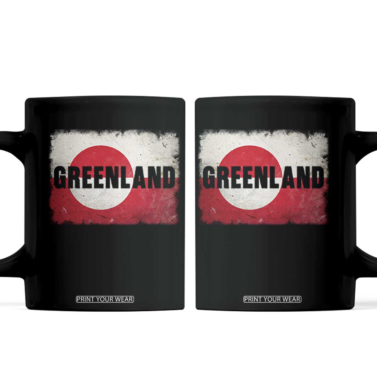 Greenland Pride Patriotic Greenlander Heritage Vintage Flag Coffee Mug TS11 Black Print Your Wear