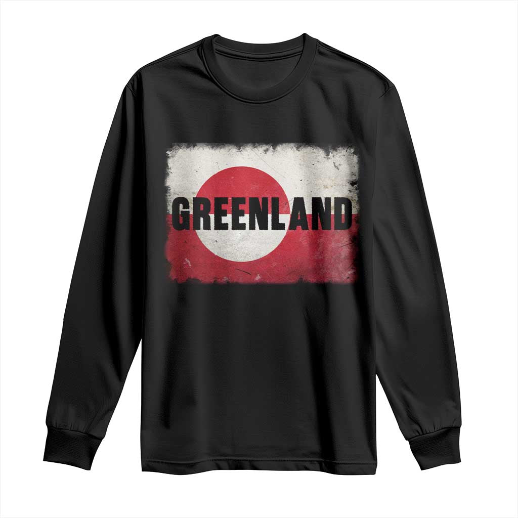 Greenland Pride Patriotic Greenlander Heritage Vintage Flag Long Sleeve Shirt TS11 Black Print Your Wear