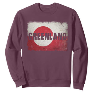 Greenland Pride Patriotic Greenlander Heritage Vintage Flag Sweatshirt TS11 Maroon Print Your Wear