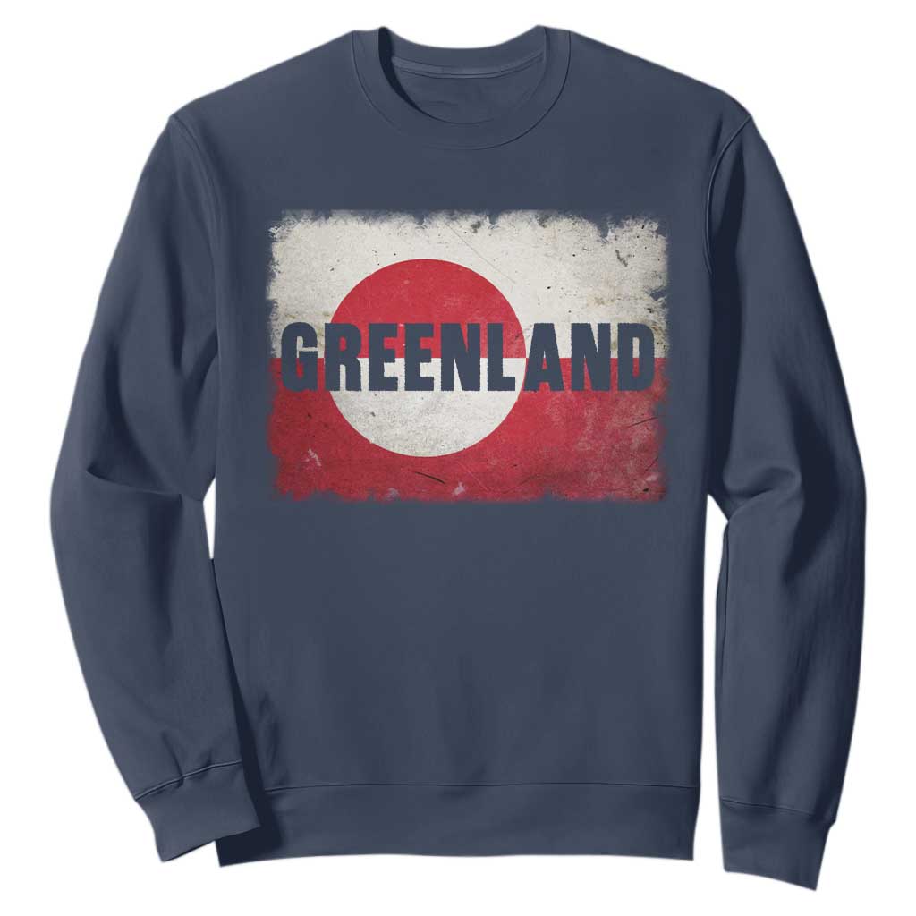 Greenland Pride Patriotic Greenlander Heritage Vintage Flag Sweatshirt TS11 Navy Print Your Wear