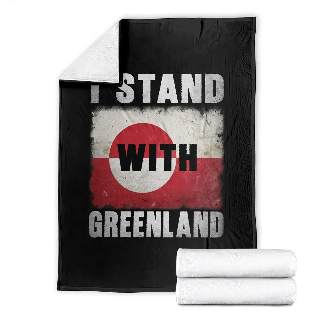 I Stand With Greenland Throw Blanket Support Greenlanders Vintage Greenland Flag TS11 Black Print Your Wear