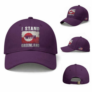 I Stand With Greenland Baseball Cap Support Greenlanders Vintage Greenland Flag TS11 Baseball Cap Universal Fit Purple Print Your Wear