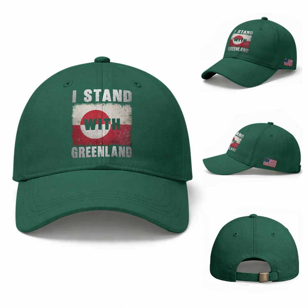 I Stand With Greenland Baseball Cap Support Greenlanders Vintage Greenland Flag TS11 Baseball Cap Universal Fit Irish Green Print Your Wear