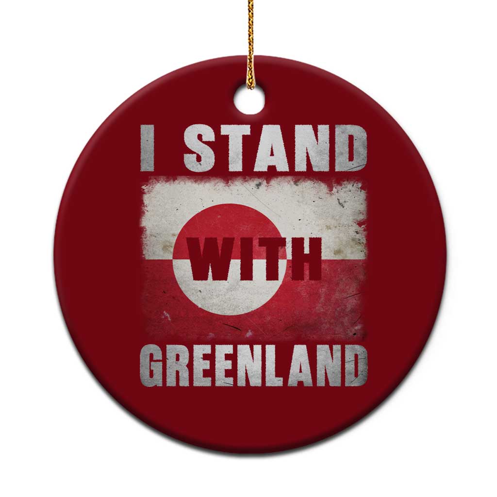 I Stand With Greenland Ceramic Ornament Support Greenlanders Vintage Greenland Flag TS11 1pc Red Print Your Wear