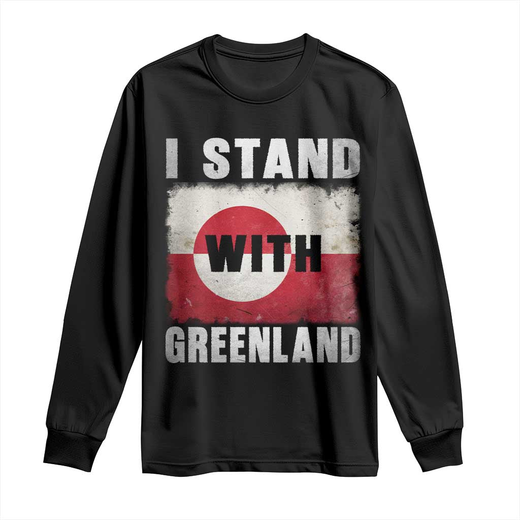 I Stand With Greenland Long Sleeve Shirt Support Greenlanders Vintage Greenland Flag TS11 Black Print Your Wear