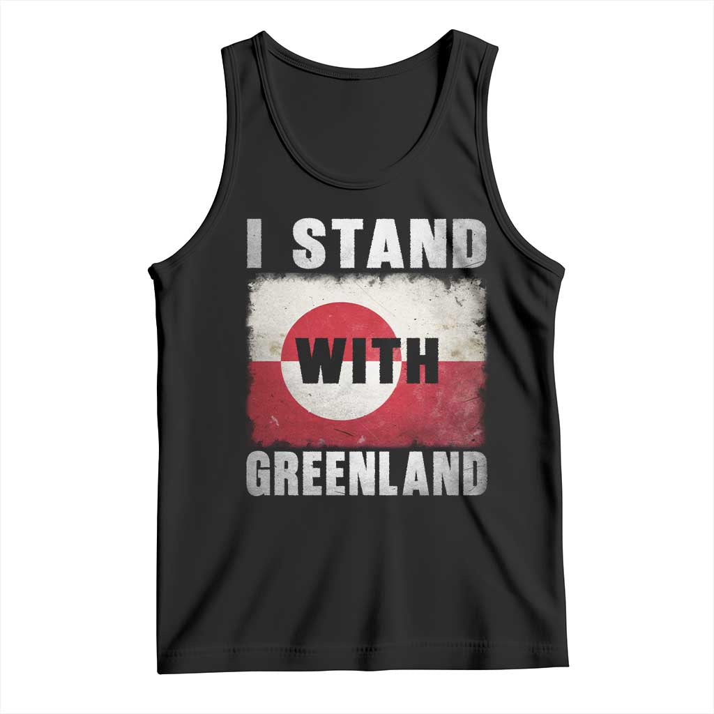 I Stand With Greenland Tank Top Support Greenlanders Vintage Greenland Flag TS11 Black Print Your Wear