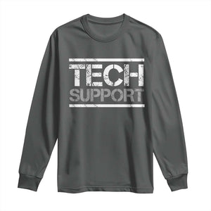 Funny Tech Support DOGE Long Sleeve Shirt Trump Strips TS11 Dark Heather Print Your Wear