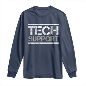 Funny Tech Support DOGE Long Sleeve Shirt Trump Strips TS11 Navy Print Your Wear