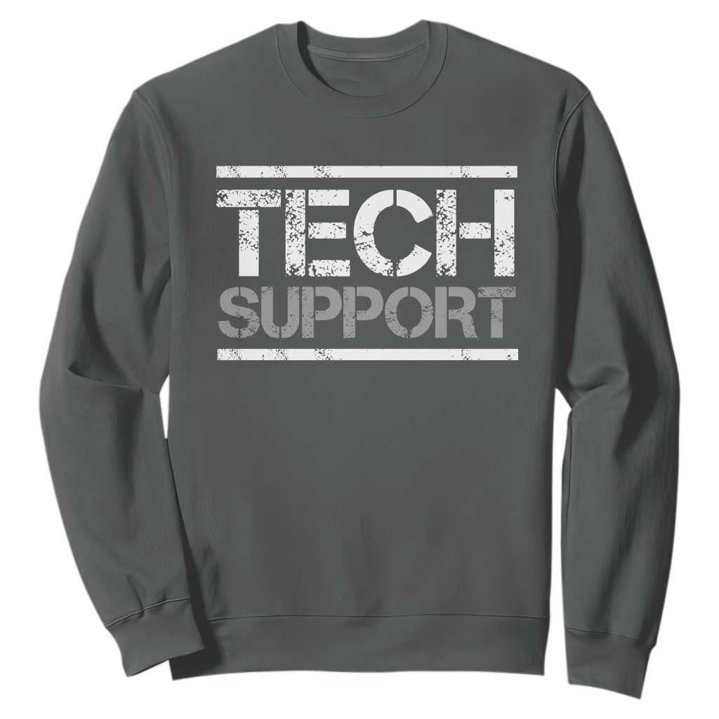 Funny Tech Support DOGE Sweatshirt Trump Strips TS11 Dark Heather Print Your Wear