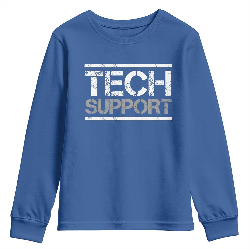 Funny Tech Support DOGE Youth Sweatshirt Trump Strips TS11 Royal Blue Print Your Wear