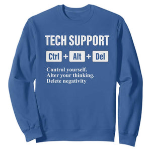 Funny Tech Support Sweatshirt Ctrl Alt Del Control Yourself Alter Your Thinking Delete Negativity TS11 Royal Blue Print Your Wear
