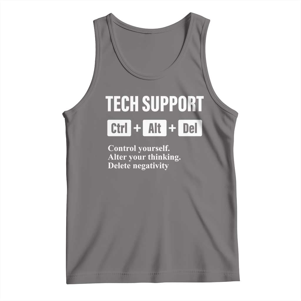 Funny Tech Support Tank Top Ctrl Alt Del Control Yourself Alter Your Thinking Delete Negativity TS11 Deep Heather Print Your Wear