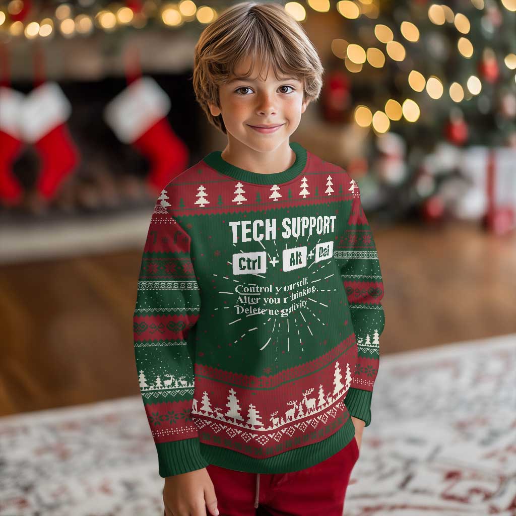 Funny Tech Support Knit Sweatshirt Ctrl Alt Del Control Yourself Alter Your Thinking Delete Negativity TS11 Christmas Print Your Wear