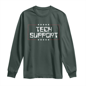 Funny Tech Support DOGE Long Sleeve Shirt Trump Musk Star TS11 Dark Forest Green Print Your Wear