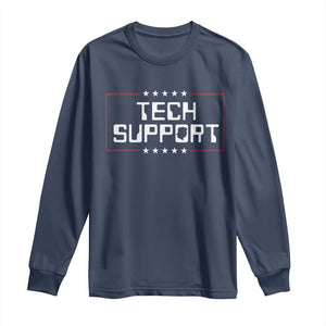 Funny Tech Support DOGE Long Sleeve Shirt Trump Musk Star TS11 Navy Print Your Wear