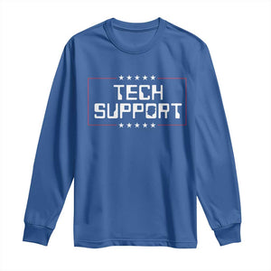 Funny Tech Support DOGE Long Sleeve Shirt Trump Musk Star TS11 Royal Blue Print Your Wear