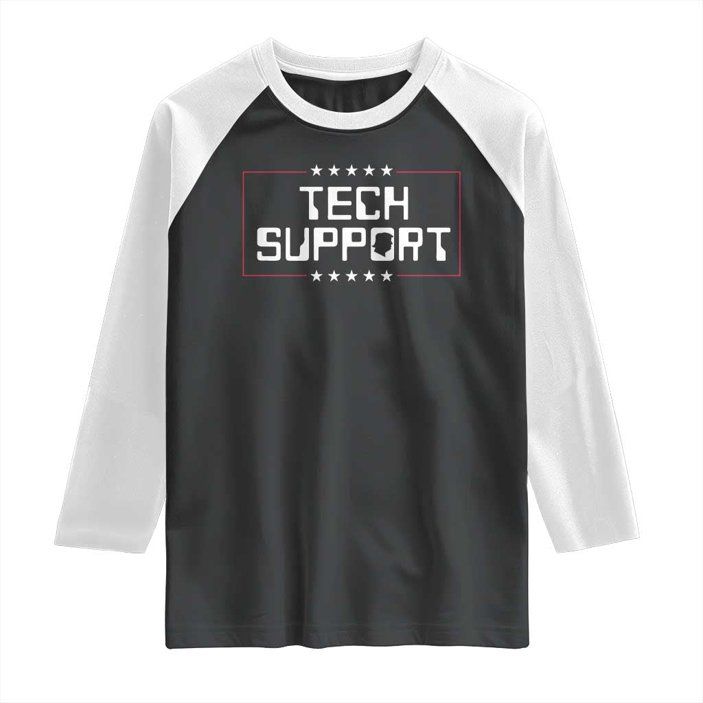 Funny Tech Support DOGE Raglan Shirt Trump Musk Star TS11 Black White Print Your Wear