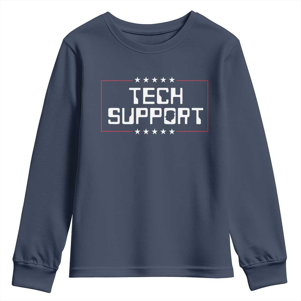 Funny Tech Support DOGE Youth Sweatshirt Trump Musk Star TS11 Navy Print Your Wear