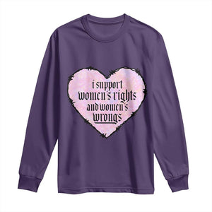 Funny I Support Women's Rights And Women's Wrongs Long Sleeve Shirt Barbed Wire Heart TS11 Purple Print Your Wear