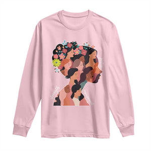 International Women's Day Long Sleeve Shirt Justice Strength Empowerment Feminist TS11 Light Pink Print Your Wear