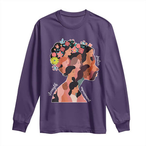 International Women's Day Long Sleeve Shirt Justice Strength Empowerment Feminist TS11 Purple Print Your Wear