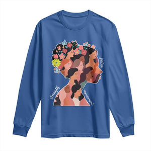 International Women's Day Long Sleeve Shirt Justice Strength Empowerment Feminist TS11 Royal Blue Print Your Wear