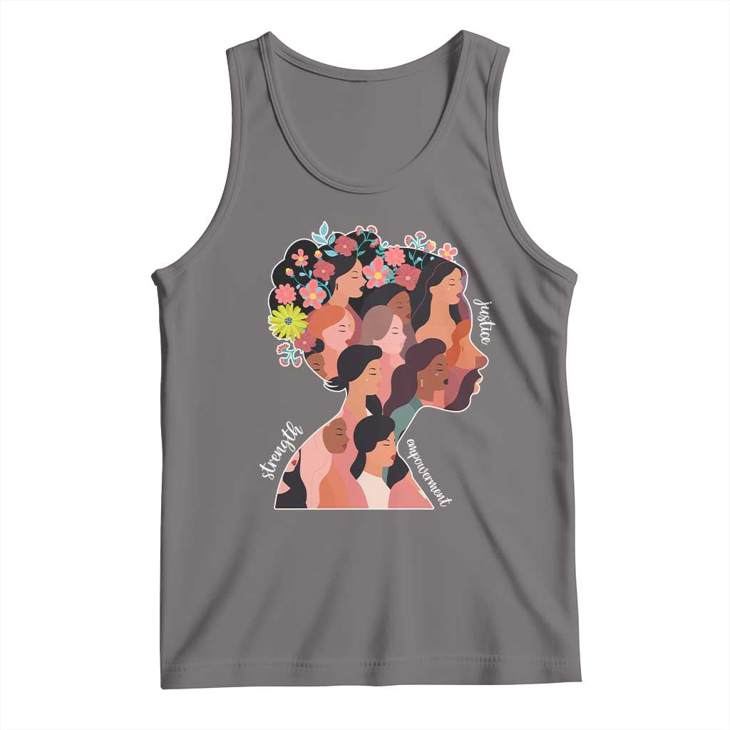 International Women's Day Tank Top Justice Strength Empowerment Feminist TS11 Deep Heather Print Your Wear