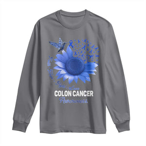 Colon Cancer Awareness Long Sleeve Shirt Faith Hope Fight Love Blue Sunflower Ribbon TS11 Charcoal Print Your Wear