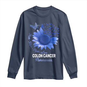 Colon Cancer Awareness Long Sleeve Shirt Faith Hope Fight Love Blue Sunflower Ribbon TS11 Navy Print Your Wear