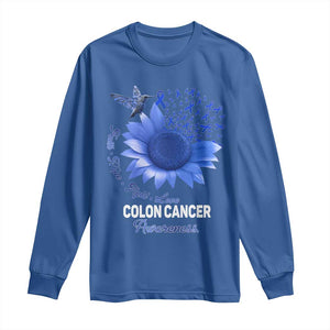 Colon Cancer Awareness Long Sleeve Shirt Faith Hope Fight Love Blue Sunflower Ribbon TS11 Royal Blue Print Your Wear