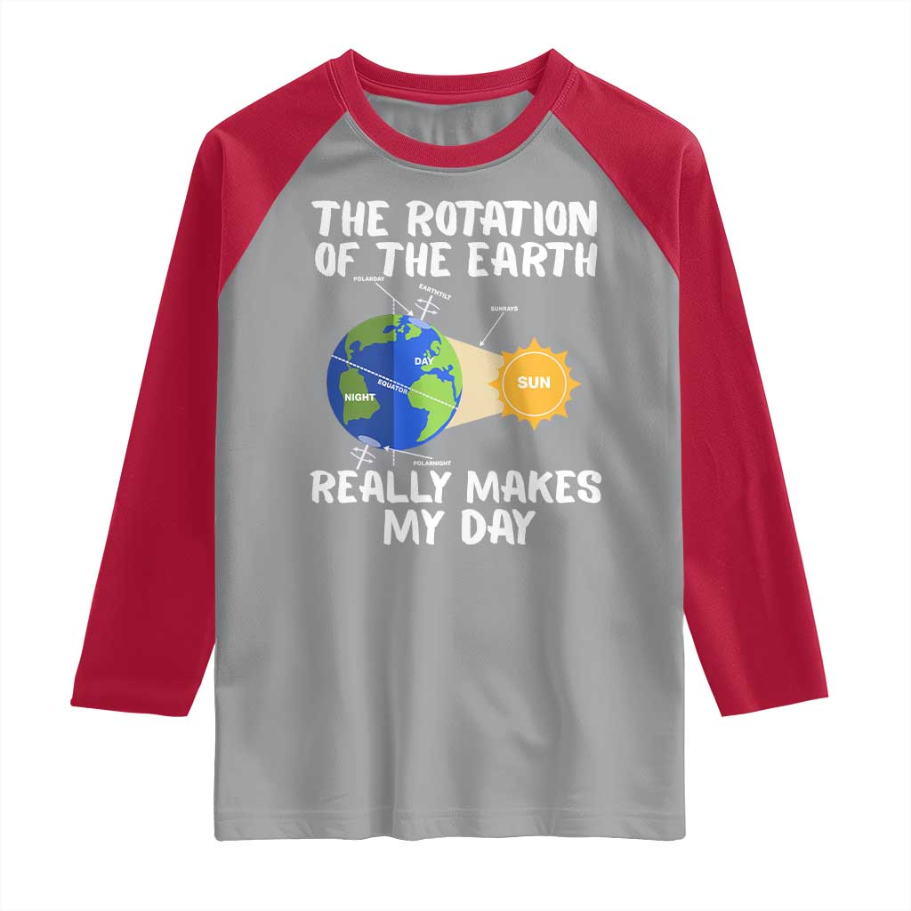 Funny The Rotation Of The Earth Really Makes My Day Raglan Shirt Climate Change Earth Day TS11 Sport Gray Red Print Your Wear