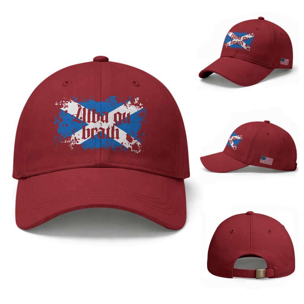 Alba Gu Brath Baseball Cap Vintage Scottish Scotland Flag Saltire TS11 Baseball Cap Universal Fit Cherry Red Print Your Wear