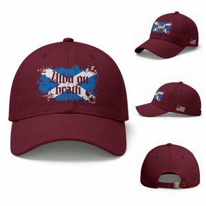 Alba Gu Brath Baseball Cap Vintage Scottish Scotland Flag Saltire TS11 Baseball Cap Universal Fit Maroon Print Your Wear
