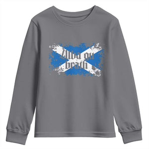 Alba Gu Brath Youth Sweatshirt Vintage Scottish Scotland Flag Saltire TS11 Charcoal Print Your Wear
