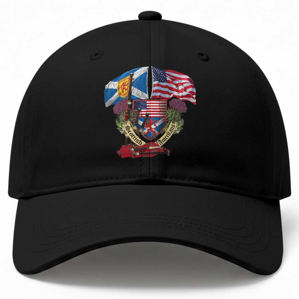 Scottish American Heritage Month Baseball Cap Bagpipe Vintage Scottish American Flag Thistle TS11 Print Your Wear